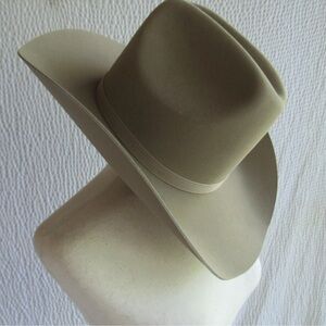 Classic Tan Western Hat Feather Accent Resistol Beaver Mens 7 1/8 Pristine 4